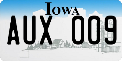 IA license plate AUX009