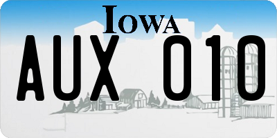 IA license plate AUX010
