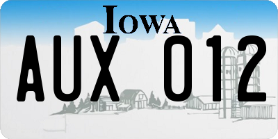 IA license plate AUX012