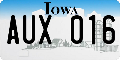 IA license plate AUX016