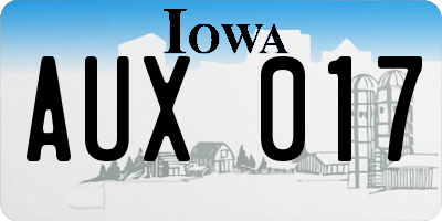 IA license plate AUX017