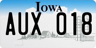 IA license plate AUX018