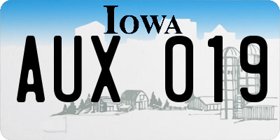 IA license plate AUX019