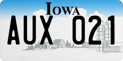IA license plate AUX021