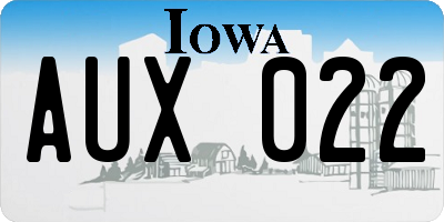 IA license plate AUX022