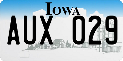 IA license plate AUX029