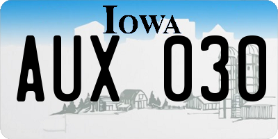 IA license plate AUX030