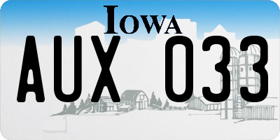 IA license plate AUX033