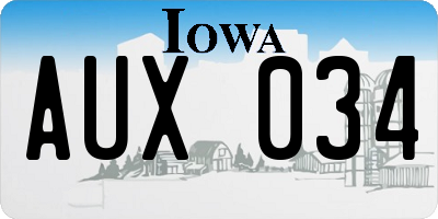 IA license plate AUX034