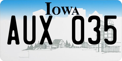 IA license plate AUX035