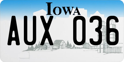 IA license plate AUX036