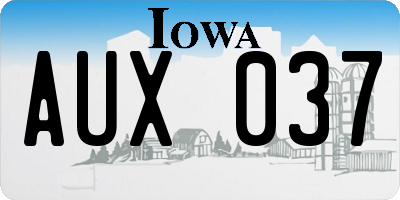 IA license plate AUX037