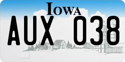 IA license plate AUX038