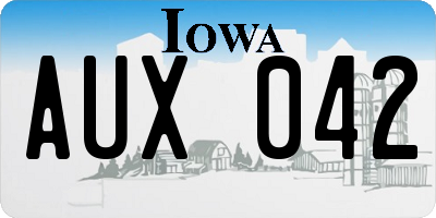 IA license plate AUX042