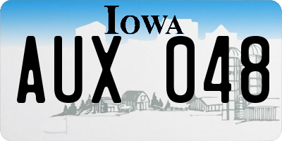 IA license plate AUX048