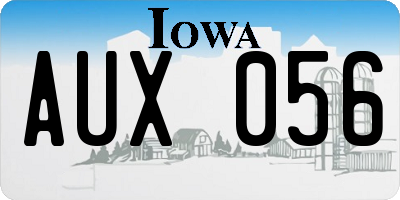 IA license plate AUX056