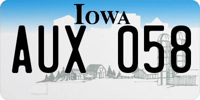 IA license plate AUX058