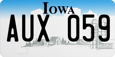 IA license plate AUX059