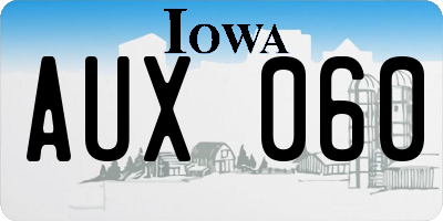 IA license plate AUX060
