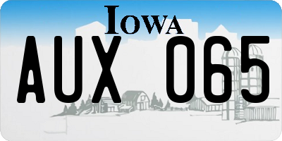IA license plate AUX065