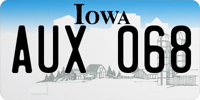 IA license plate AUX068