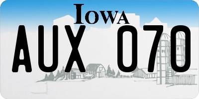 IA license plate AUX070