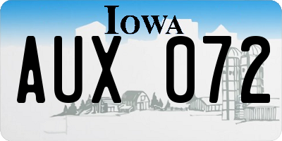 IA license plate AUX072