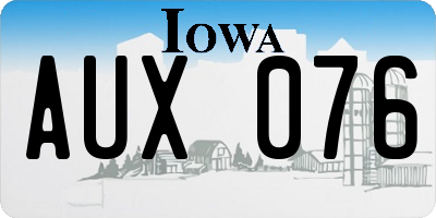 IA license plate AUX076