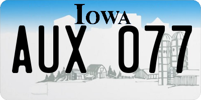 IA license plate AUX077