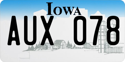 IA license plate AUX078