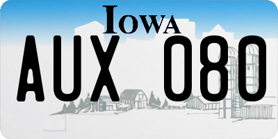 IA license plate AUX080