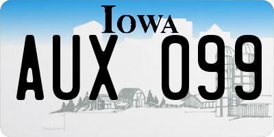 IA license plate AUX099