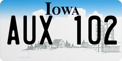 IA license plate AUX102
