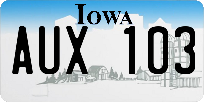 IA license plate AUX103