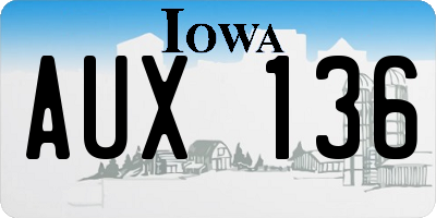 IA license plate AUX136