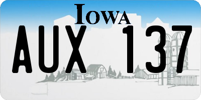 IA license plate AUX137
