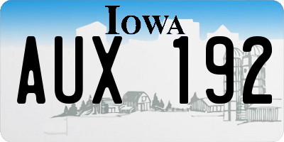 IA license plate AUX192