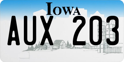 IA license plate AUX203