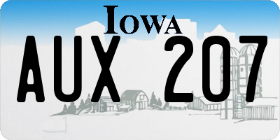 IA license plate AUX207
