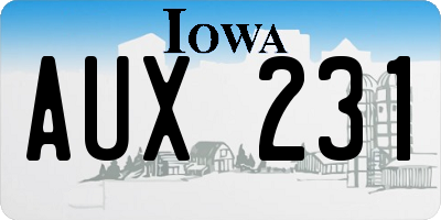 IA license plate AUX231