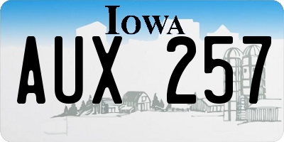 IA license plate AUX257