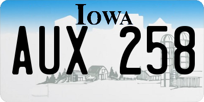 IA license plate AUX258