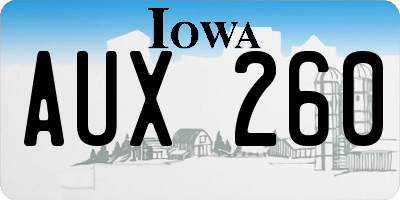IA license plate AUX260