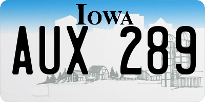 IA license plate AUX289