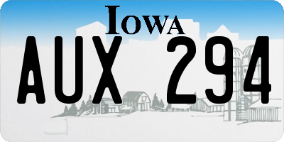 IA license plate AUX294