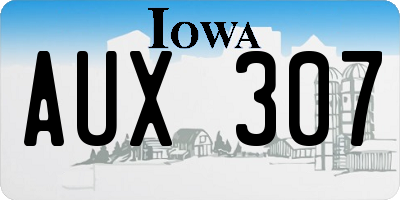 IA license plate AUX307