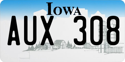 IA license plate AUX308