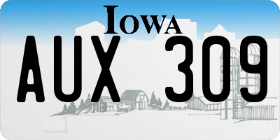 IA license plate AUX309