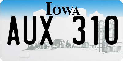 IA license plate AUX310