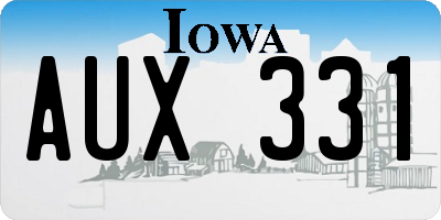 IA license plate AUX331